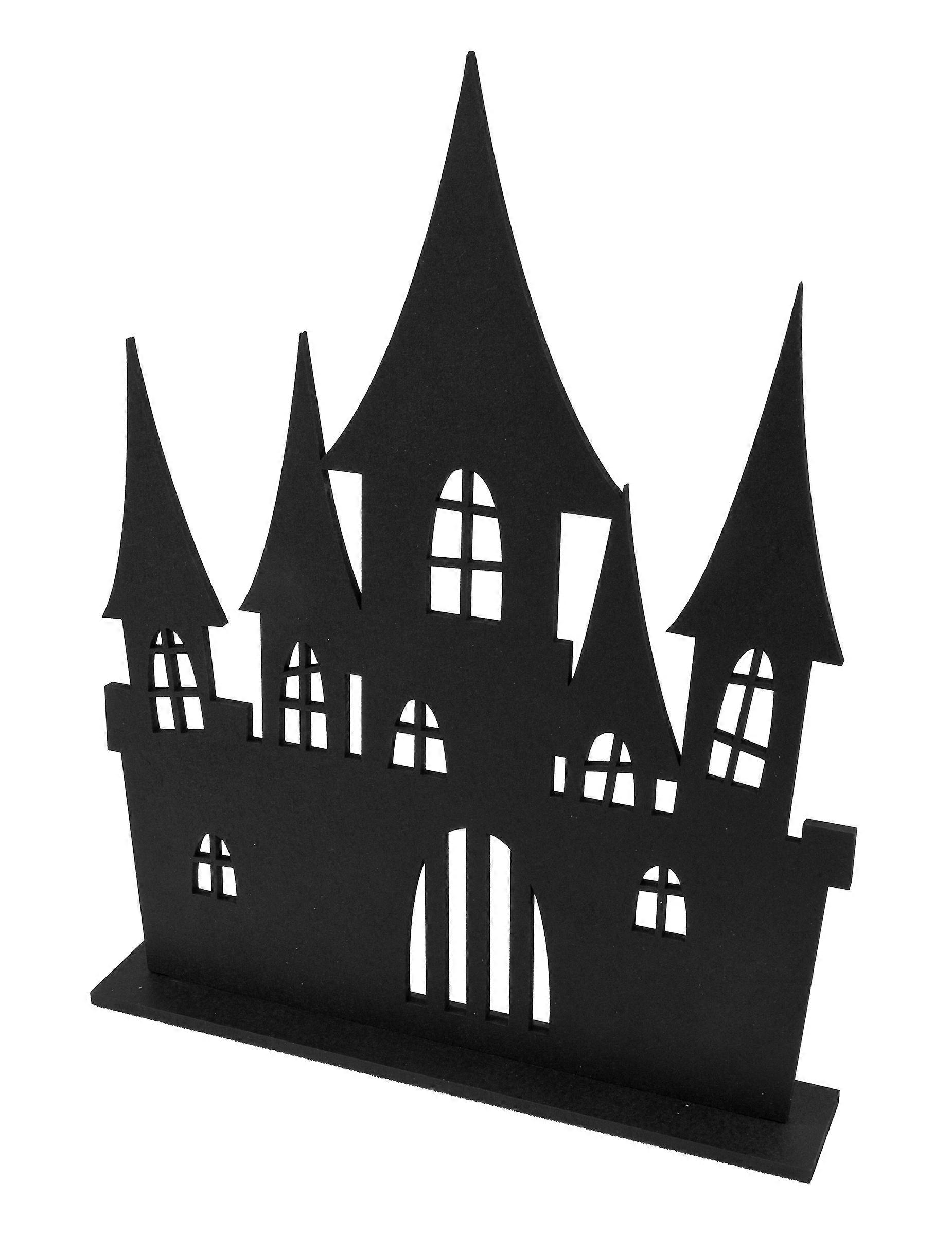 Haunted castle decoration in black wood 18 x 23 cm