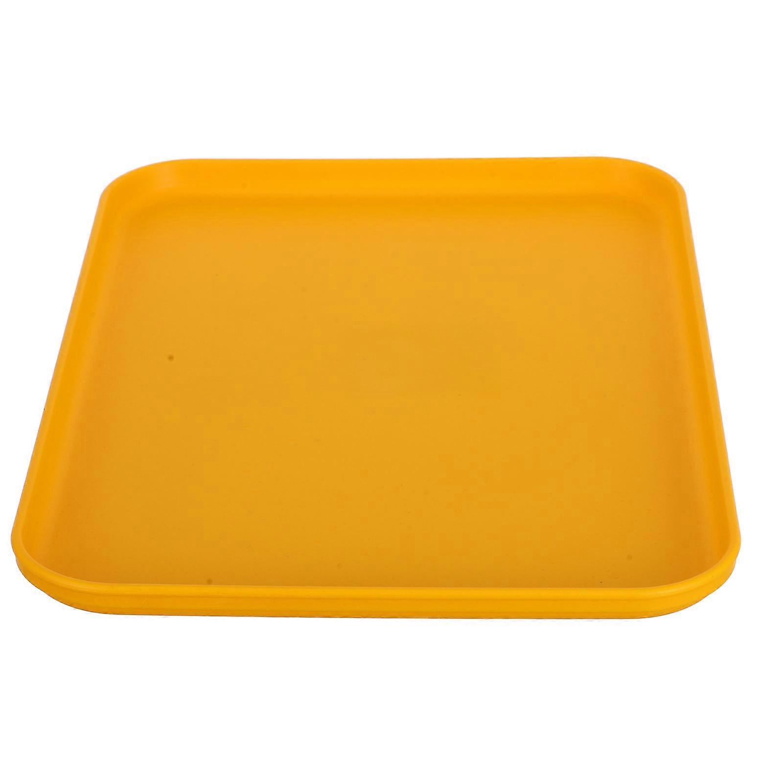 Restaurant Trays Reusable Food Serving Tray Square Breakfast Tray For Home Use 30.80X22.00X1.50CM Yellow Simple Design 1Pack