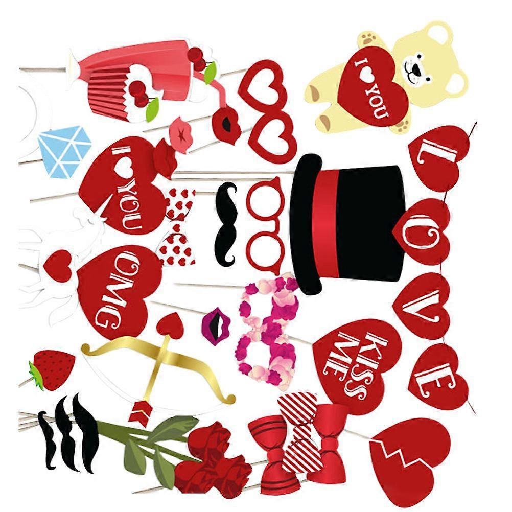 Valentines Day Photoshoot Props Photo Booth Frame Prop Valentine Theme Assorted Color Families Use 35Pcs/Set