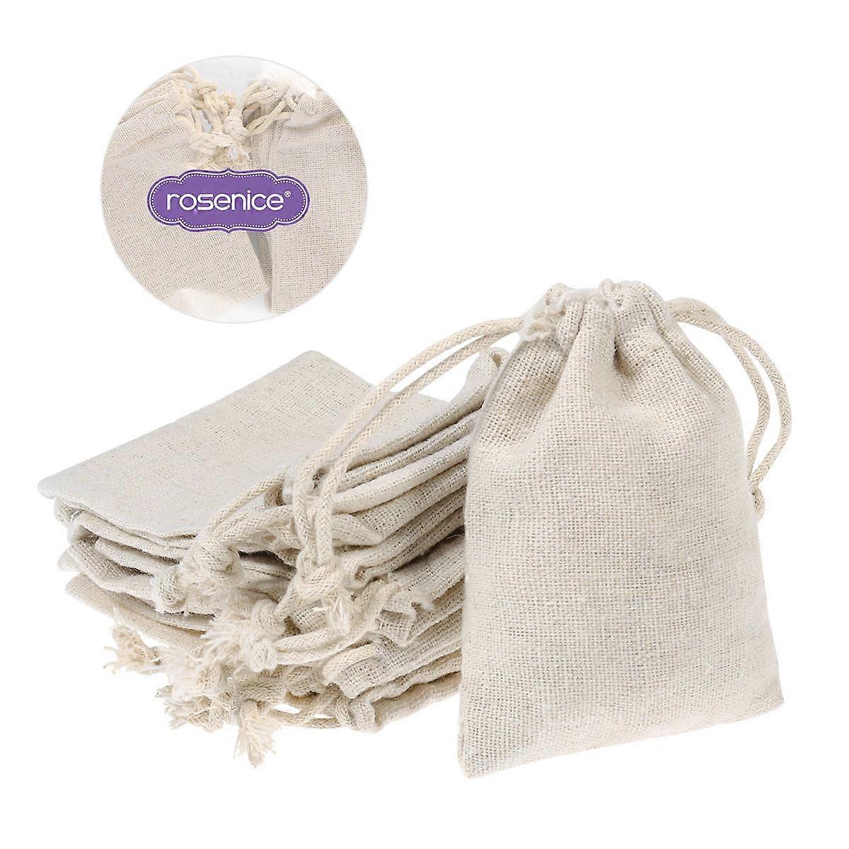 Mini Burlap Bags ROSENICE Square Jute Pouches Creative Uses Party Favors 8 * 10cm 10Pcs