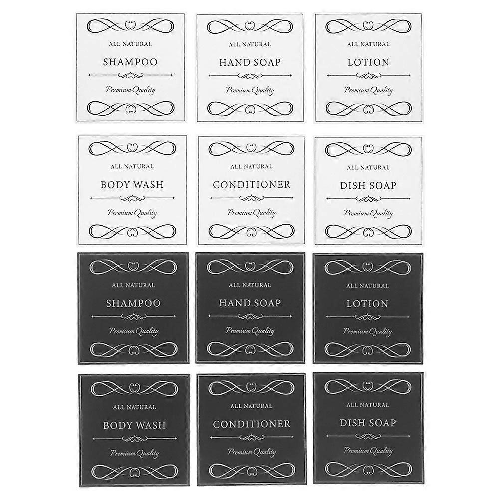 12pcs Waterproof Adhesive Labels For Bathroom Organization Shampoo And Conditioner Bottles Label Sticker For Easy Identification