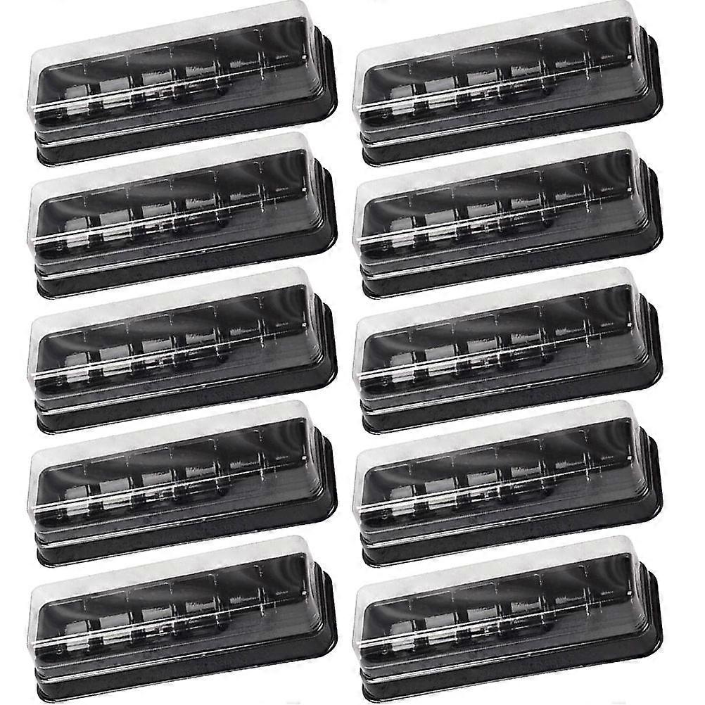 10Pcs Black Transparent Macaron Boxes for Food Storage Reusable Plastic Dessert Packaging