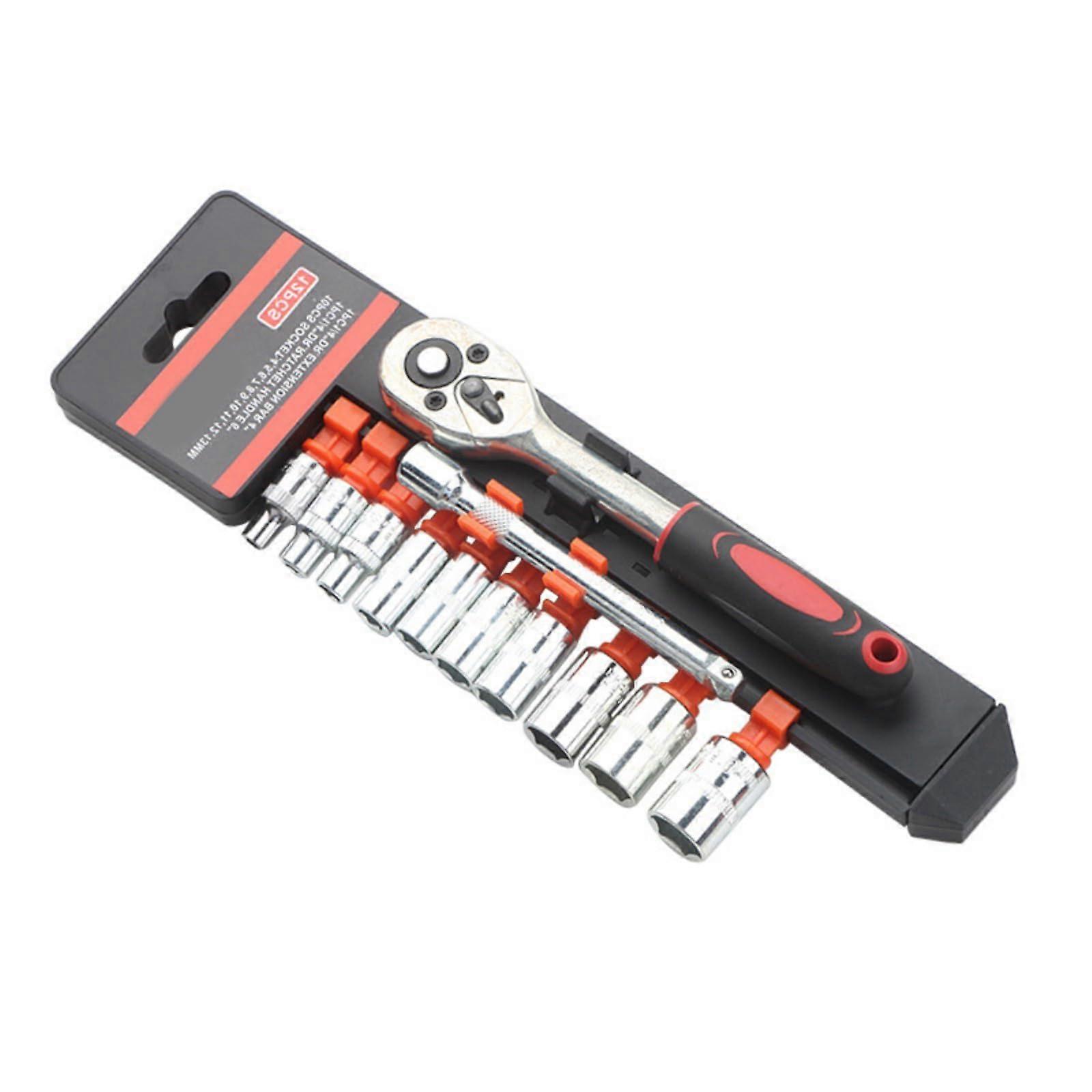 Efficient ratchet socket wrench set, 3/8 1/4 inch (3/8 inch) and 1/4inch drive, repair tool, ideal for tight spaces and various repair tasks