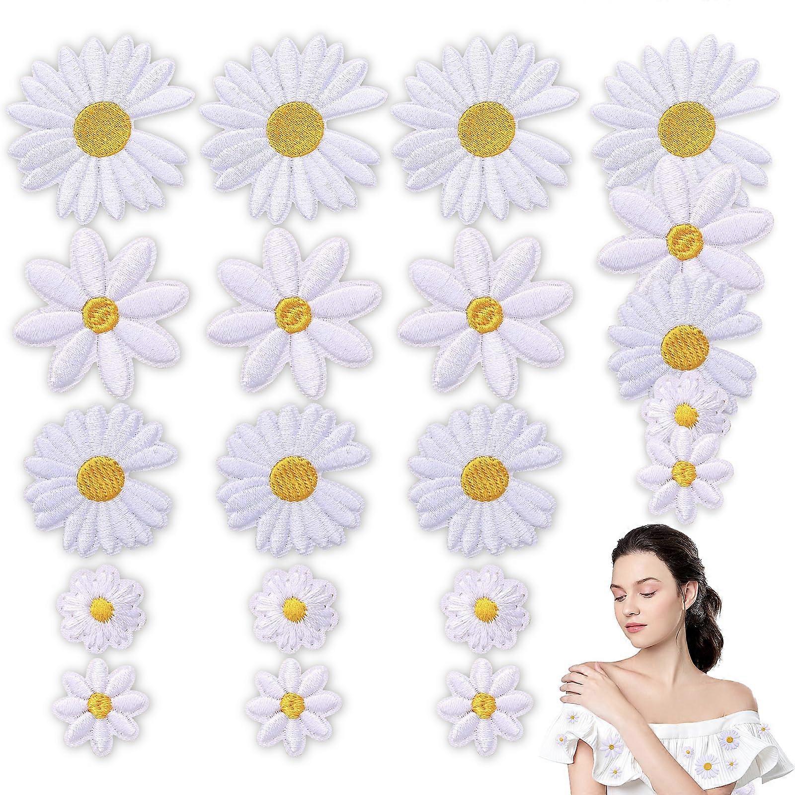 Iron-On Patches For Textiles, Daisy Flower Design, Pack Of 35, Sew-On Or Iron-On Patches For Jeans And Jackets