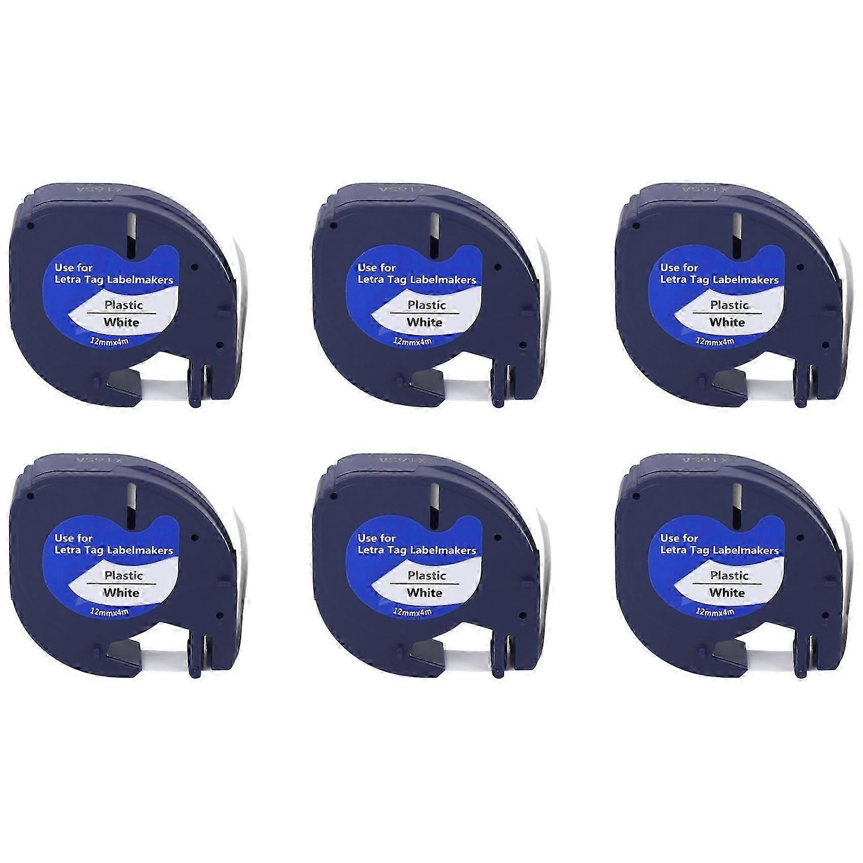6Pcs LetraTag Refills Label Tapes Label Maker for 91331White 4M x 12mm Label Printer for Label Make