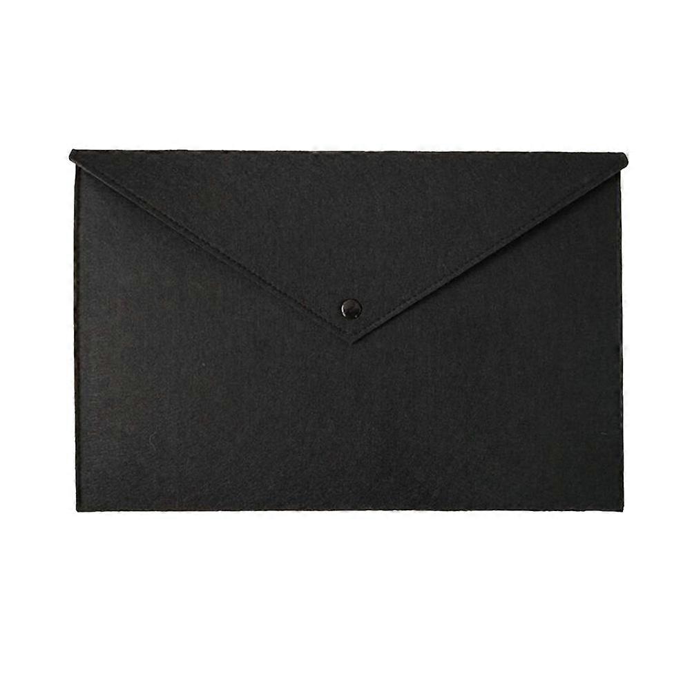 Important Document Organizer Felt File Folder Button Closure for Office Use Study Home Organization Black A4 Size 1Pack