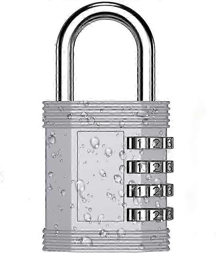 Locker Lock, 4 Digit Combination Padlock, Re-settable Combo Lock for Gym, School and Employee (Sliver)