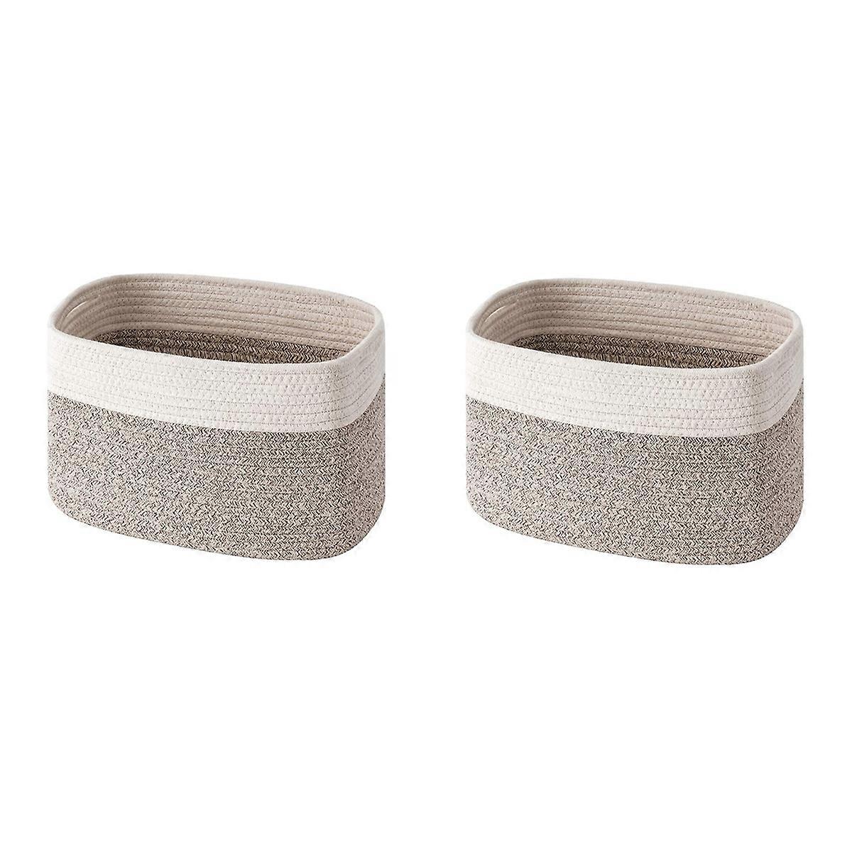 Cotton Rope Storage Baskets Bin Storage with Handles, C