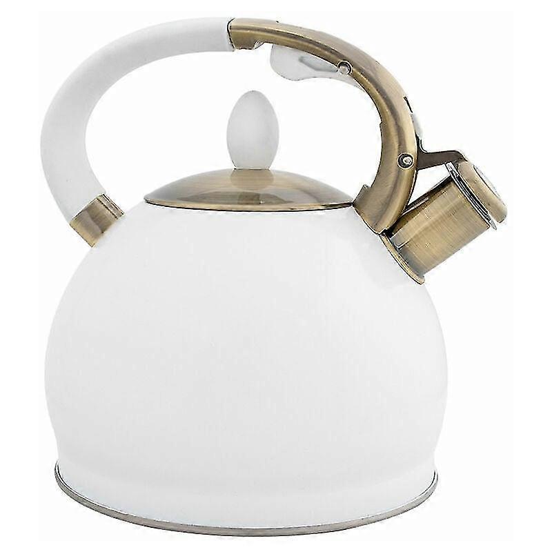 Electroplating Bronze Handle Whistling Kettle New Style Universal Gas Whistling Kettle White