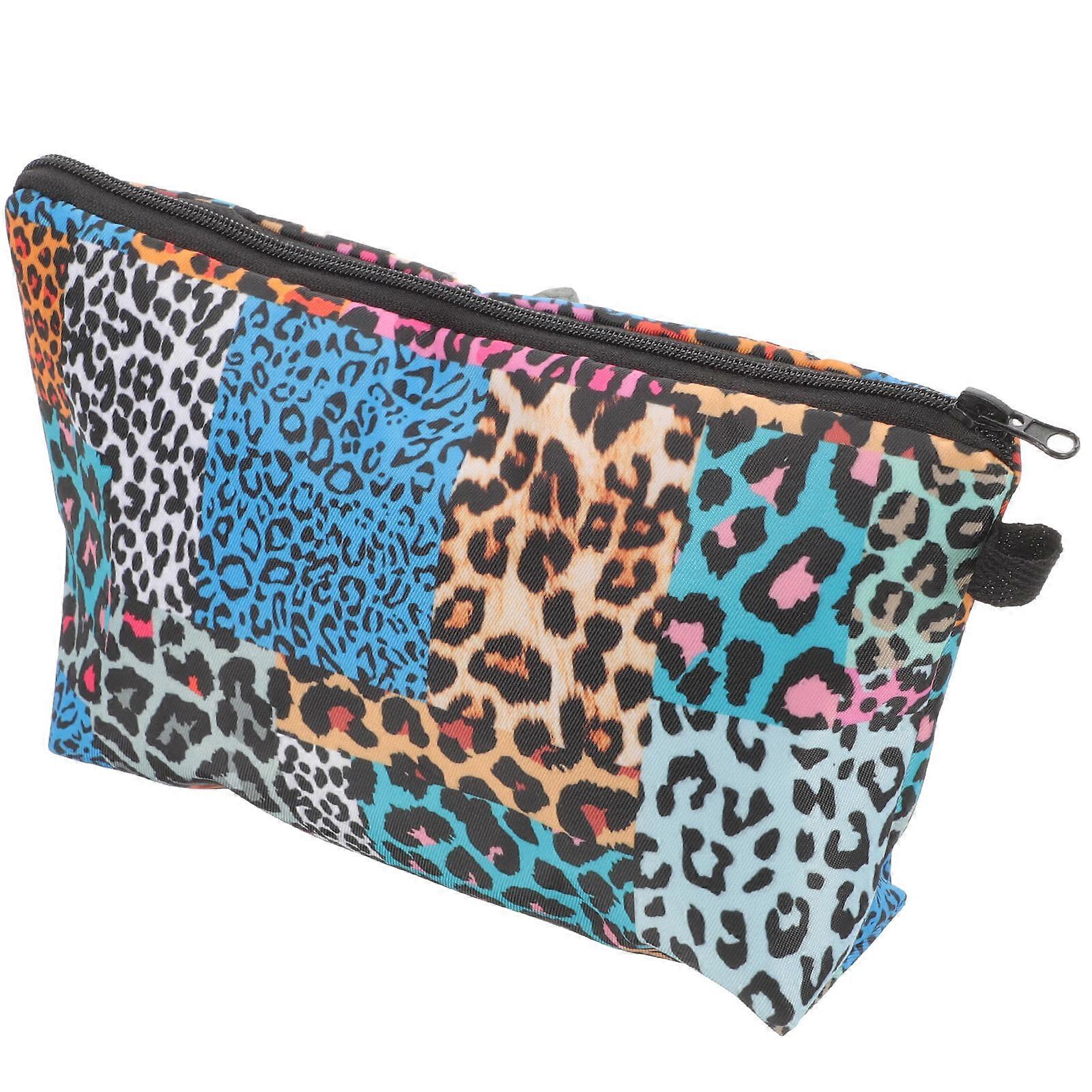Cosmetics Pouch Leopard Pattern Makeup Bag Travel Organization 22.5x14.5cm Multi 1Set