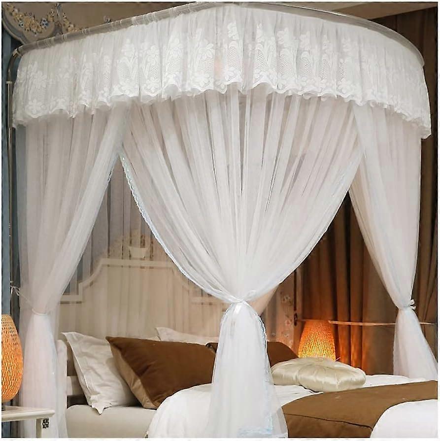 Summer bed canopy mosquito net for single and double beds (White, 200x220cm)
