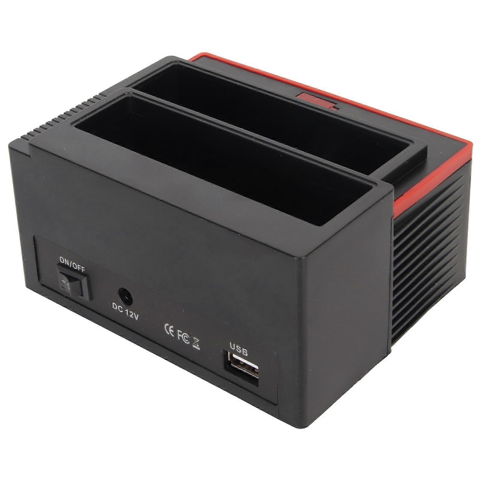 HDD Docking Station Dual Bay 480Mbps USB2.0 to SATA IDE Clone Function Hard Drive Reader for 2.5/3.5in 8TB SSD 100‑240V UK Plug