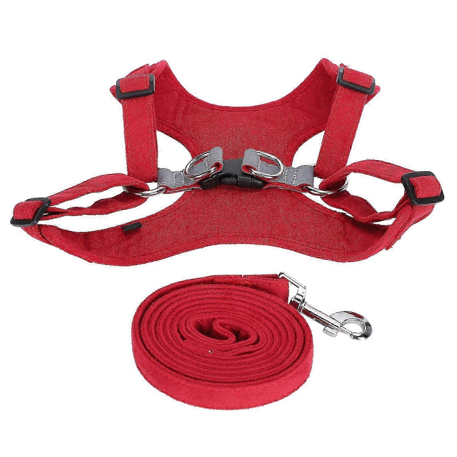 Reflective Pet Vest Harness with Adjustable Chest Strap for Small Dogs in Suede Fabric