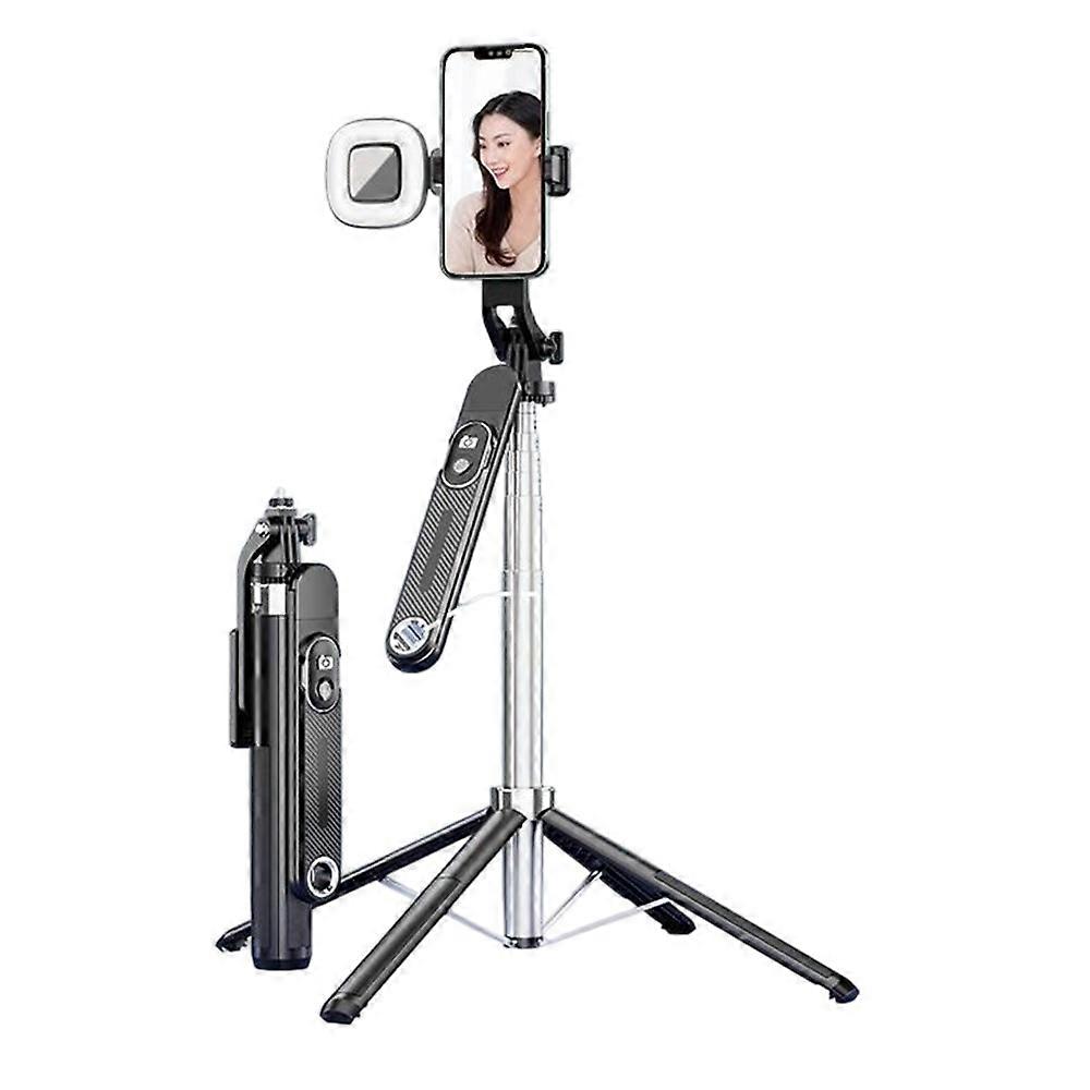 P510 Extendable Phone Selfie Stick 1.8m Live Streaming Four-Leg Bracket with 1 Square Fill Light