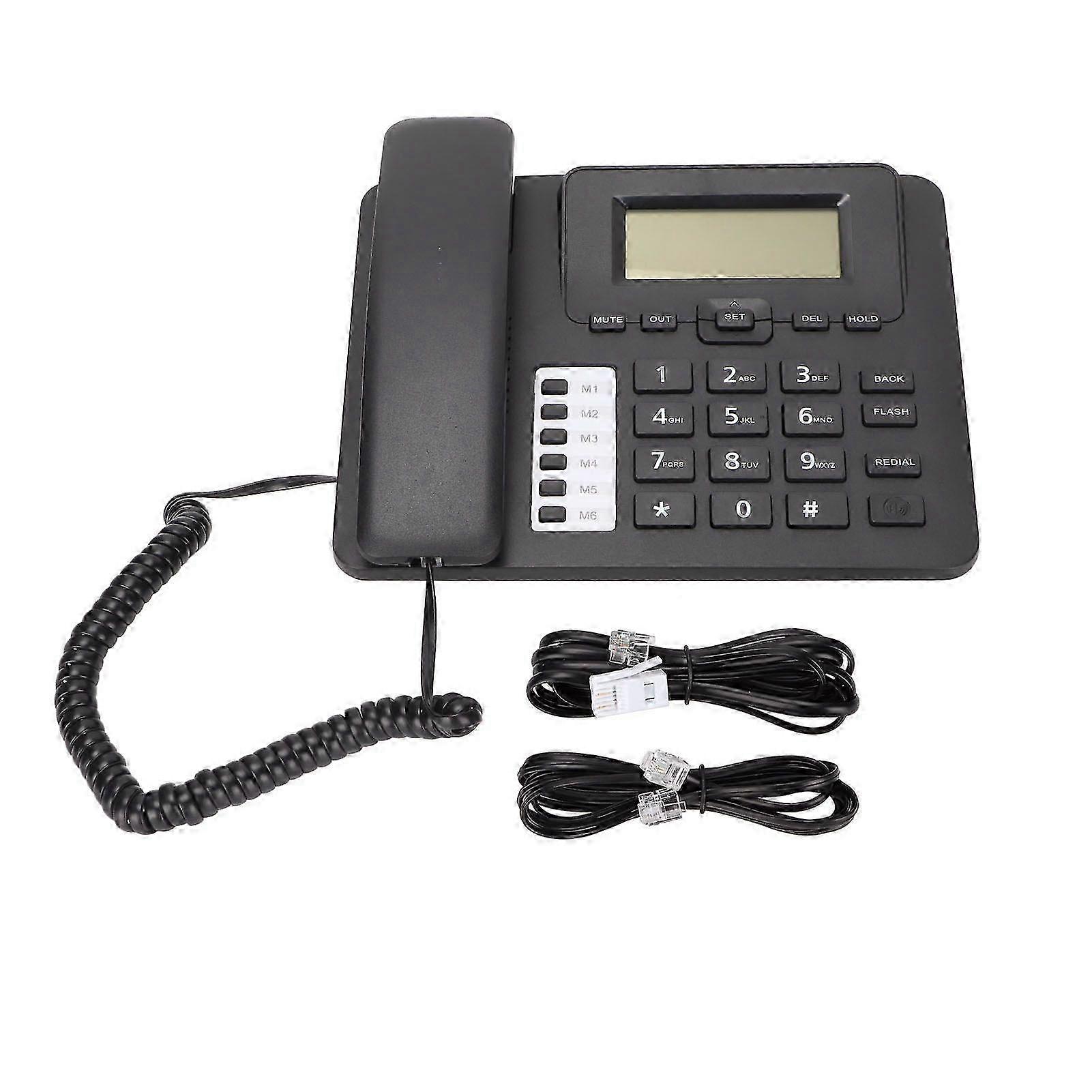 Home desktop wired telephone with LCD display, hands-free caller ID, alarm clock, suitable for home or hotel use
