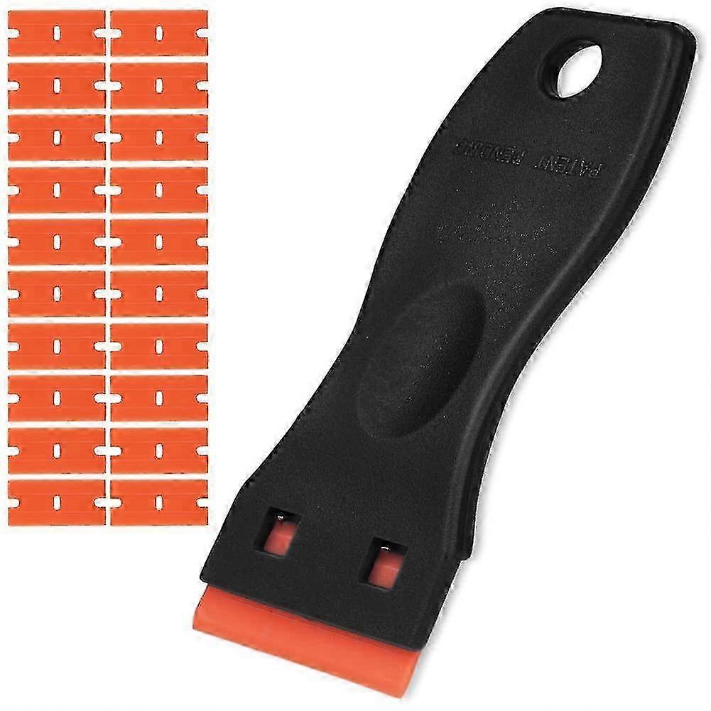 Glass Scraper with 20 Replacement Blades, Suitable for Ceramic Plates (Black Orange)