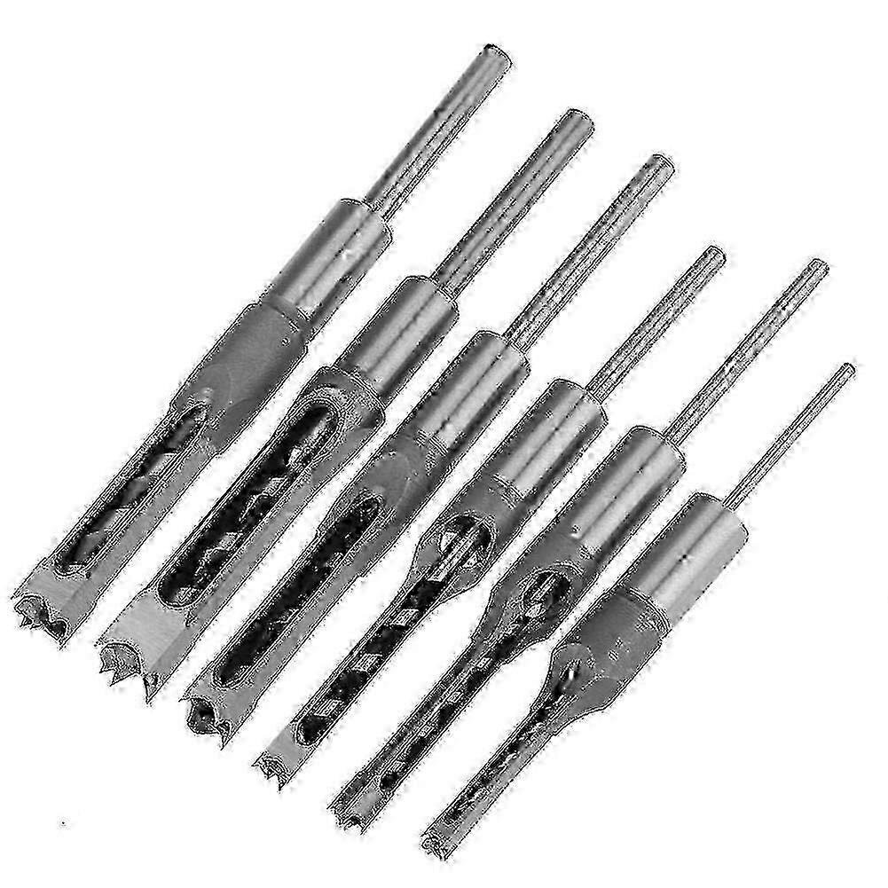 6pcs Square Hole Drill Chisel Set for Woodworking, Mortise Chisel & Bit Set, 6 Sizes