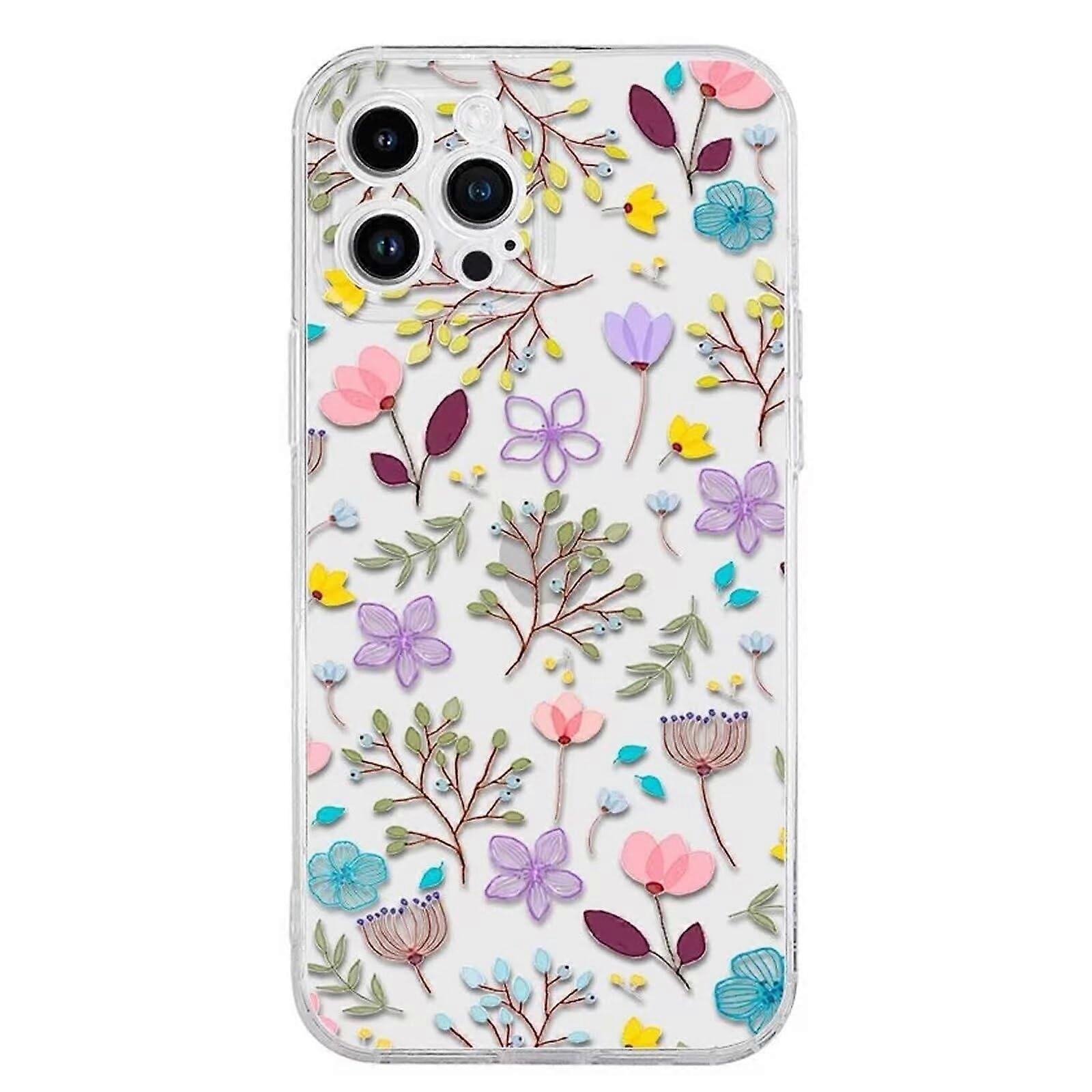 Kreativ Flower Series Case for iPhone 15 Pro, Transparent Soft TPU Butterfly Leaves Design, Slim Scratch-Resistant Silicone Cover