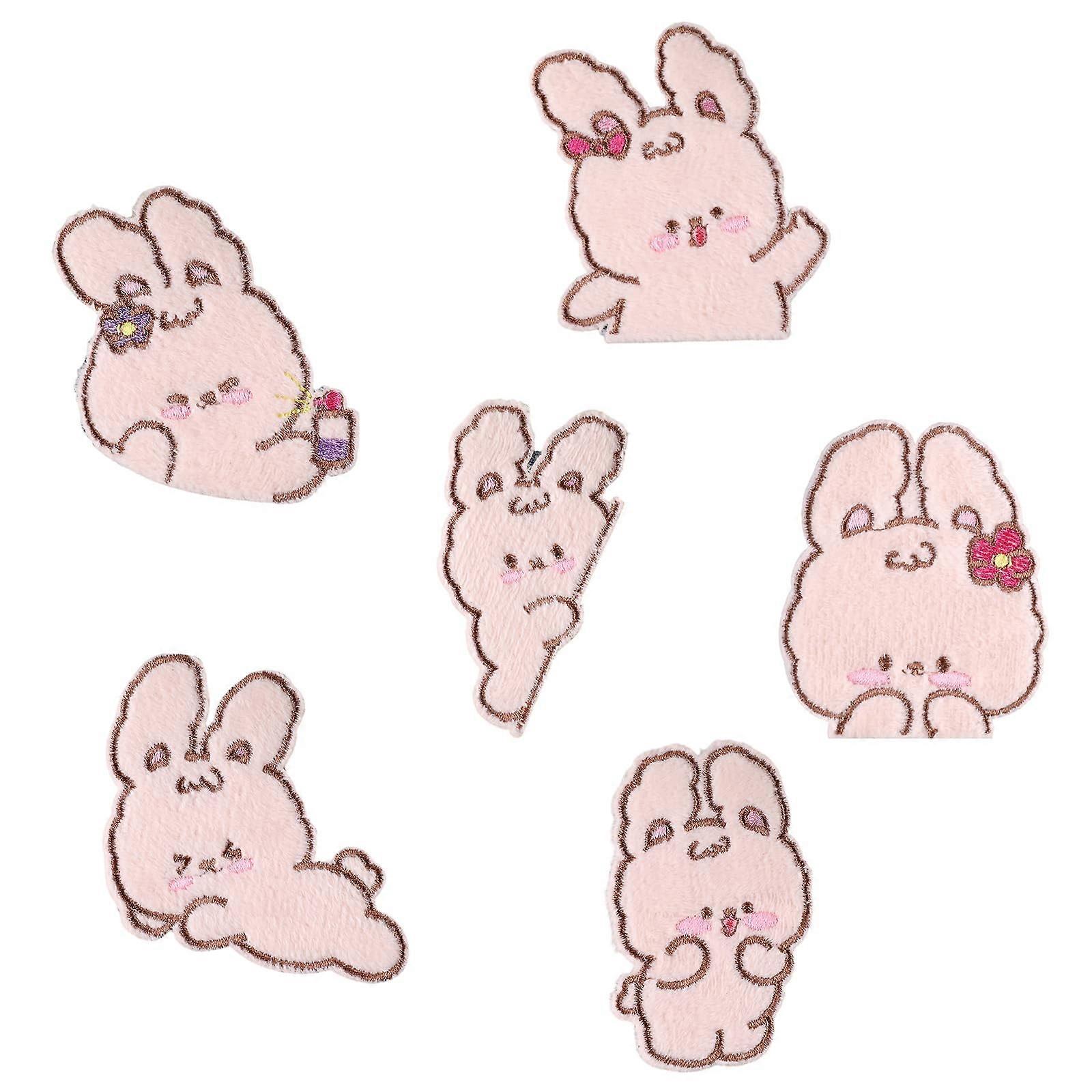 embroidered patches with cartoon rabbit for sewing, 6 combinations Ref: 4662