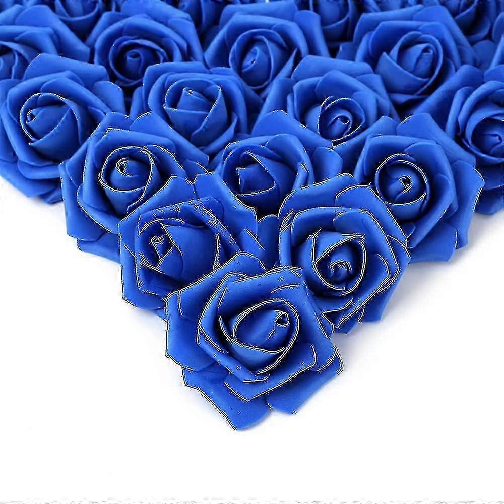 Artificial Roses Heads, Faux Realistic Looking Blue Flowers (Royal Blue)