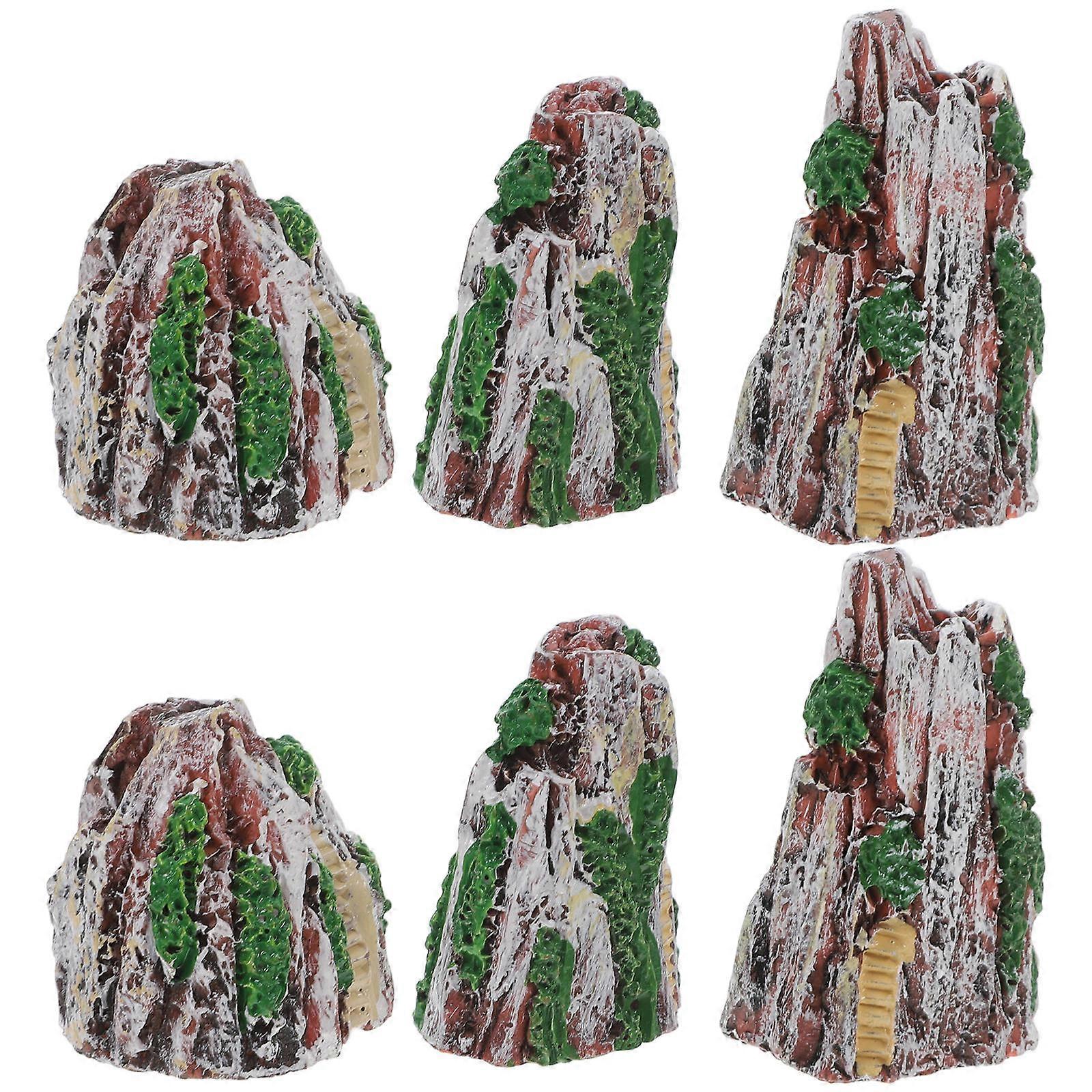 Rockery Ornament Resin Decorative Use Landscape Enthusiasts 6Pcs