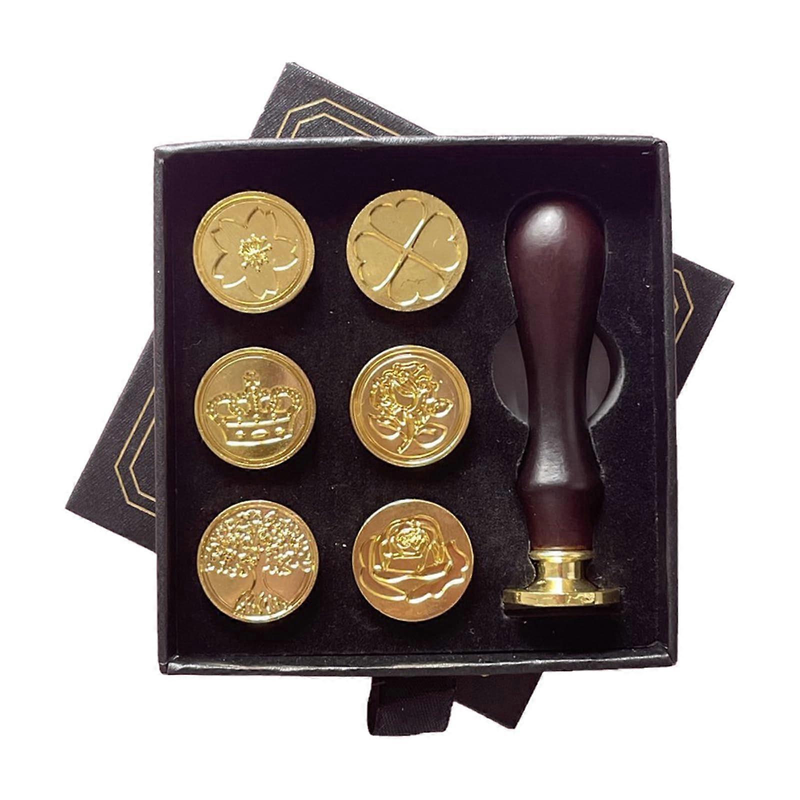 Wax Seal Stamp Set with 7 Styles, Customizable Wax Stamp Heads for Invitations, Envelopes, and Wine Packages