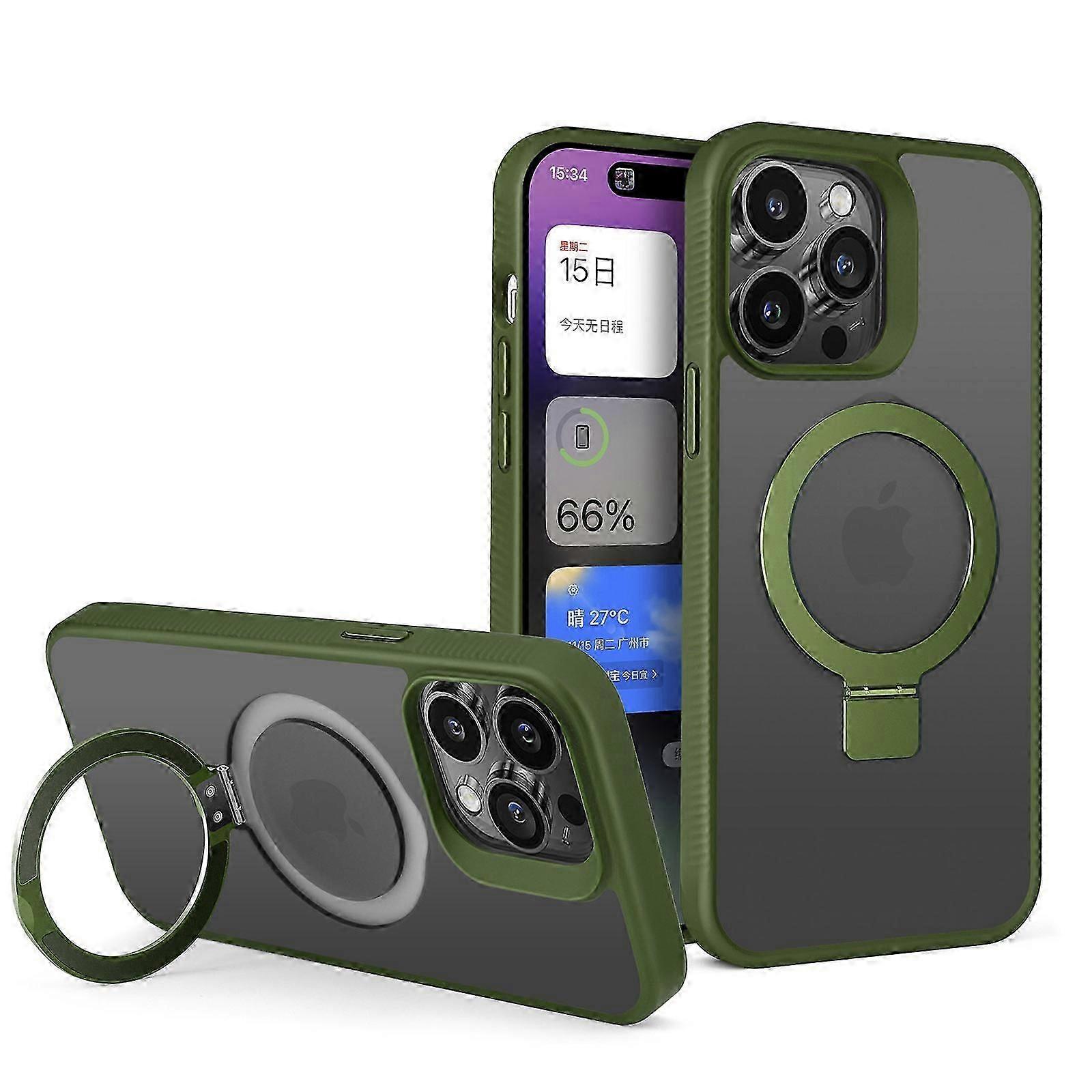for iPhone 15 Pro Max/ 15 Ultra Case Magnetic Invisible Stand, Compatible with MagSafe Military Drop Protection Anti-Scratch Shockproof with Ring Hold