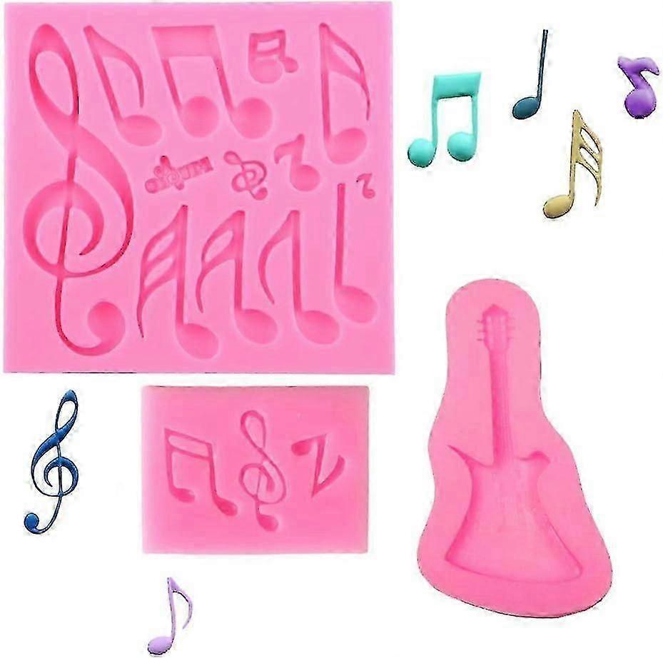 Set of 3 silicone molds for cake decoration in the shape of musical notes