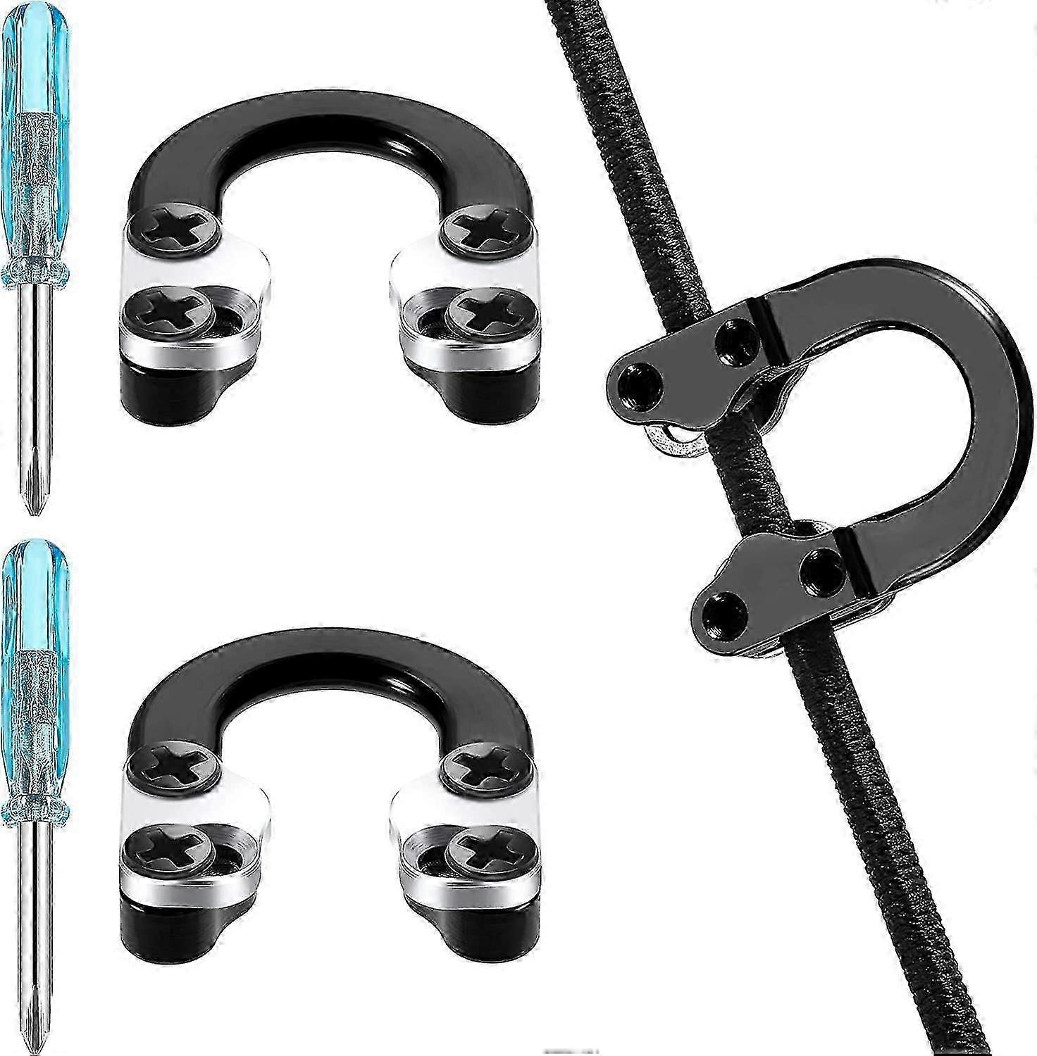 2 Ensembles Tir à l’arc D Loop Compound Bow Metal U Nock D Ring Buckle Release Nocking Loop avec tournevis pour la chasse Accessoires d’installation