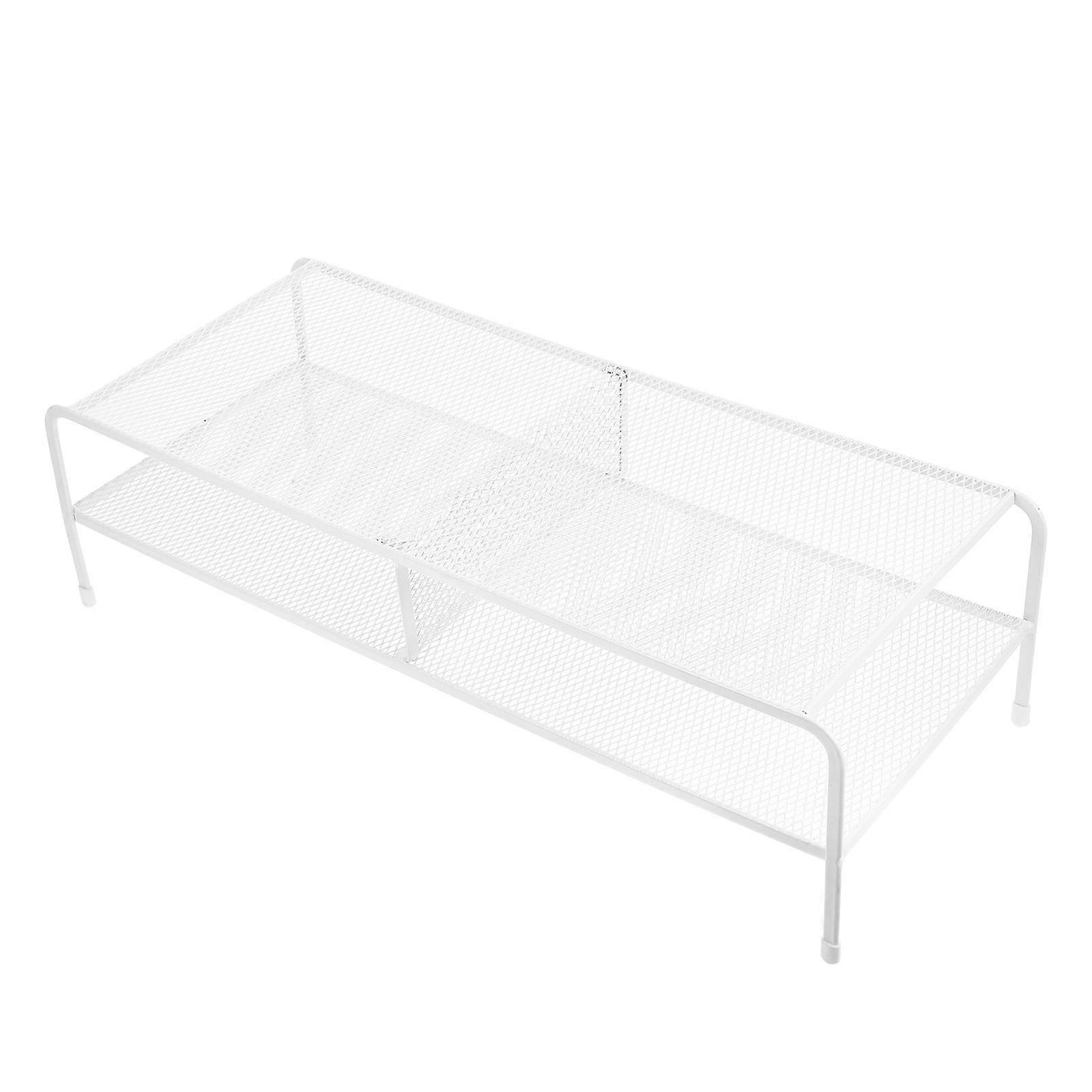 Metal Monitor Riser Clutter Storage Simple Design Office Workers 50.00X20.00X14.00CM White 1Set