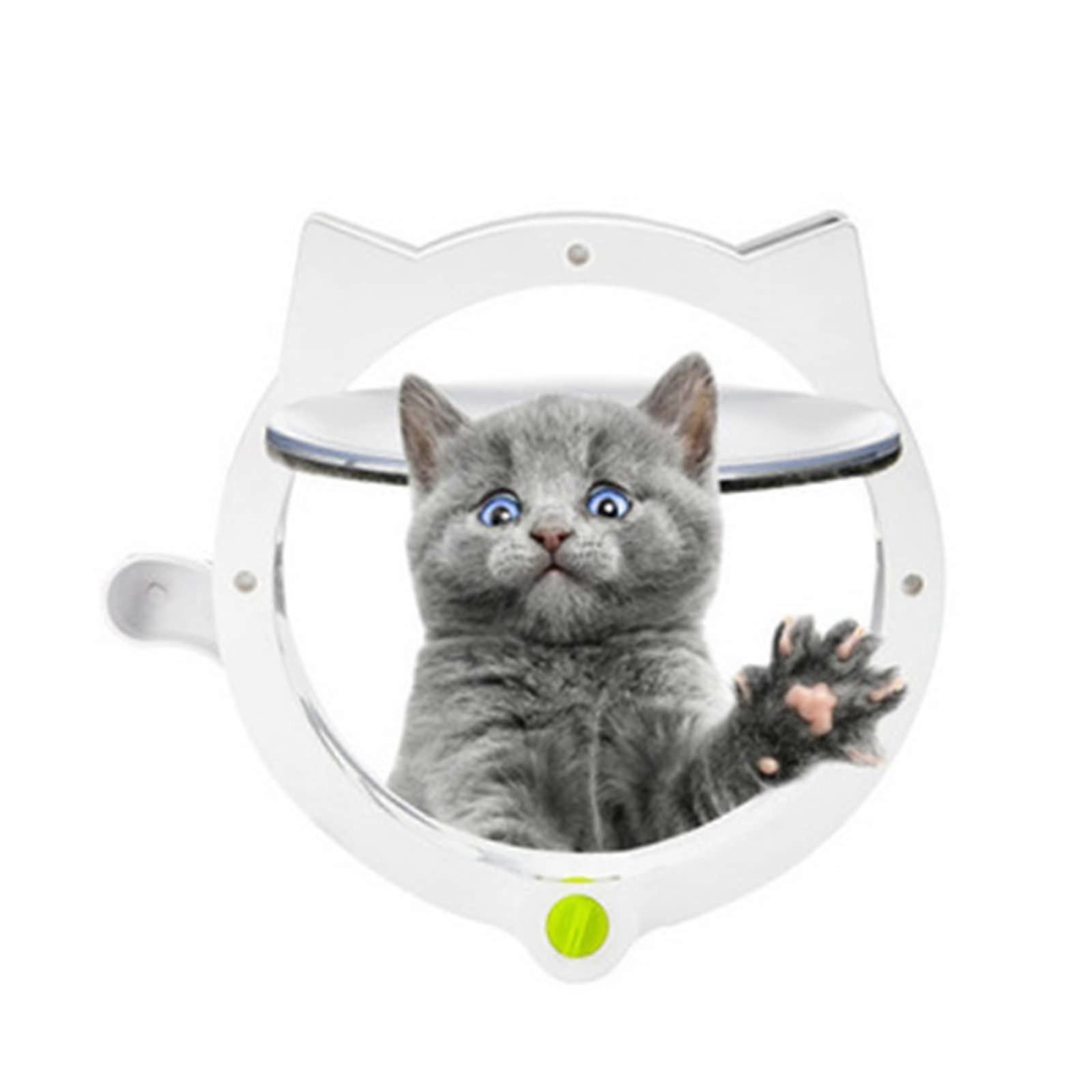 Dog Door, Cat Flap Round Transparent Folding Door for Pet Cats and Small Dogs, Easy Installation (Color: White, Size: 30x28x9cm) White 30x28x9CM