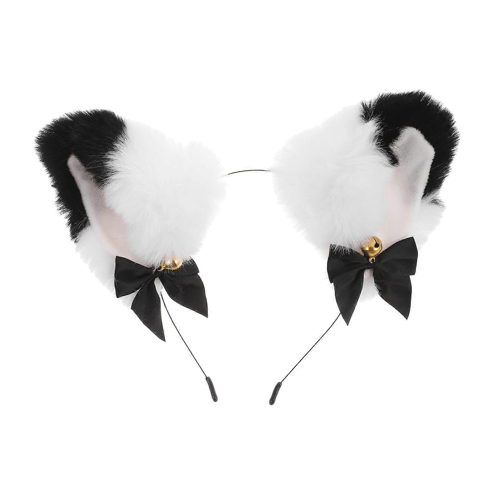 Plush Fox Ears Hairband with – Realistic Furry Animal Ear Headwear for Cosplay and Halloween Party Accessory
