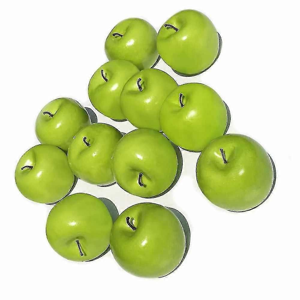 12 Pcs Artificial Lifelike Fake Green Apple Set Fake Fruit Compatible With Home