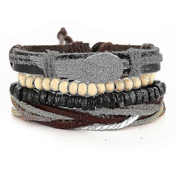 レザーパンクブレスレットエンジェルウィングス多層ブレスレットジュエリー