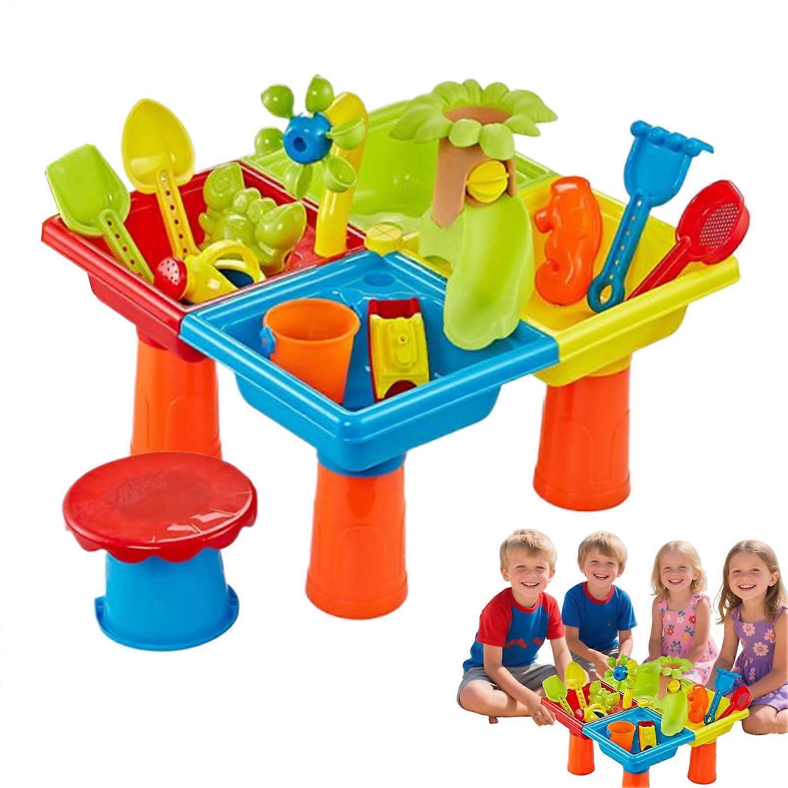 Sand and Water Table for Kids Play Set with Buckets Molds, 25 Pieces