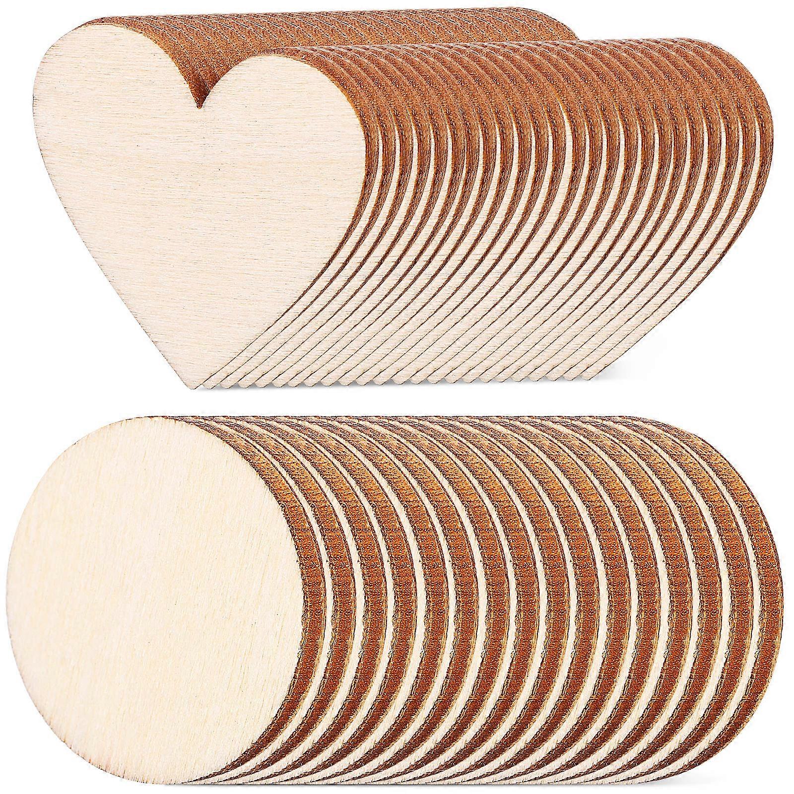 50PCS DIY Craft Wooden Slices, Natural Blank Wood Rounds for Engraving, Painting, and Creative Projects