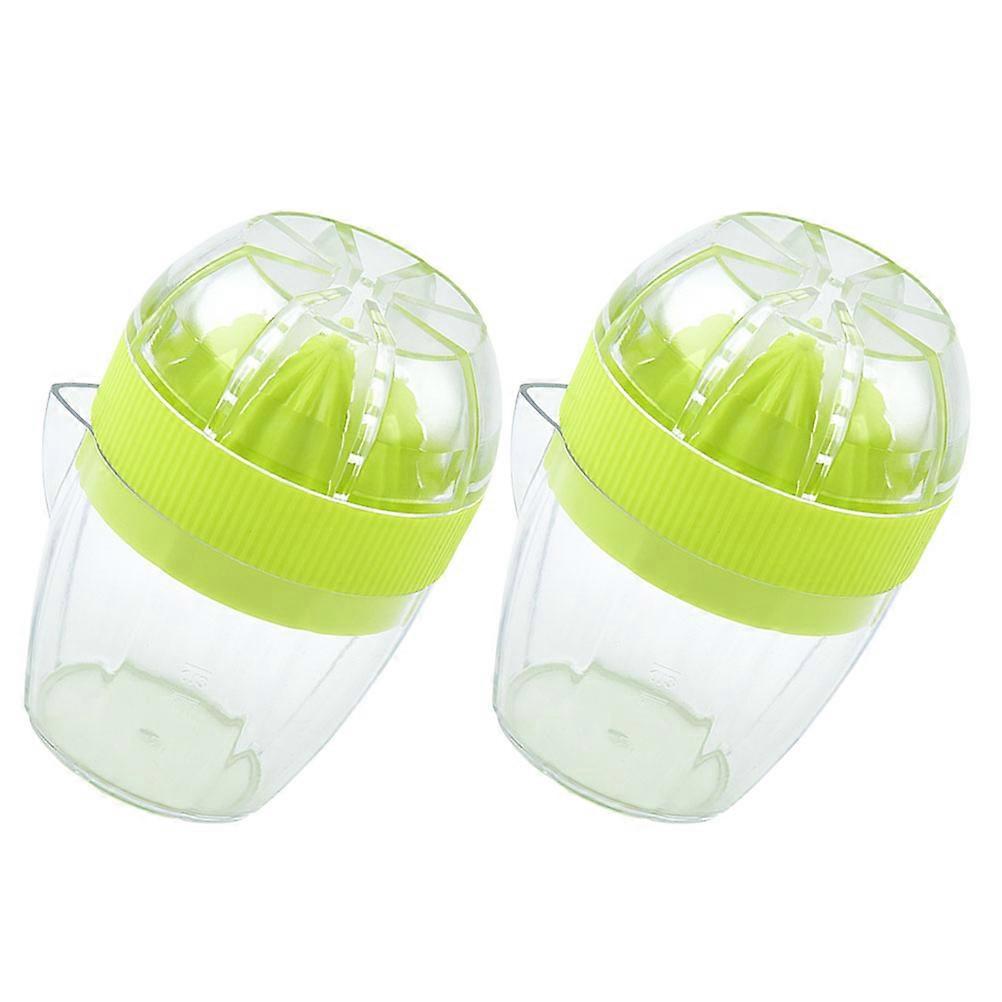 Green Manual Lemon Juicer Made of Plastic for Kitchen Use Portable Fruit Squeezer 2Pcs