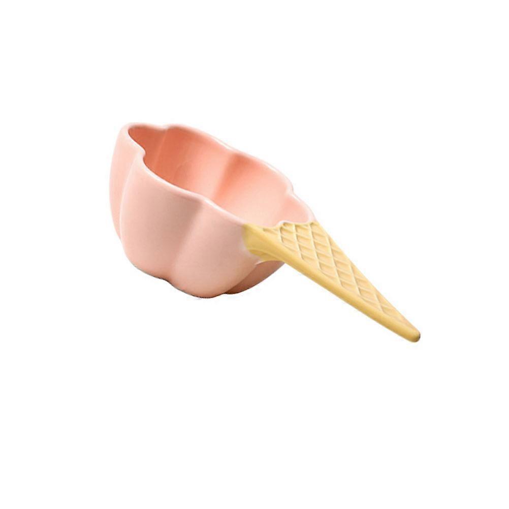 Pink Ceramic Dessert Bowl with Handles for Home Use Safe Durable Easy to .5 Inches
