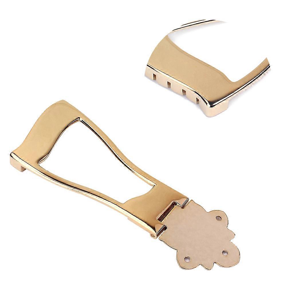 Golden 6 String Guitar Tailpiece Bridge with Mounting Screws for , Jazz, Acoustic & Electric Guitars – Adjustable Height Trapezoidal Design