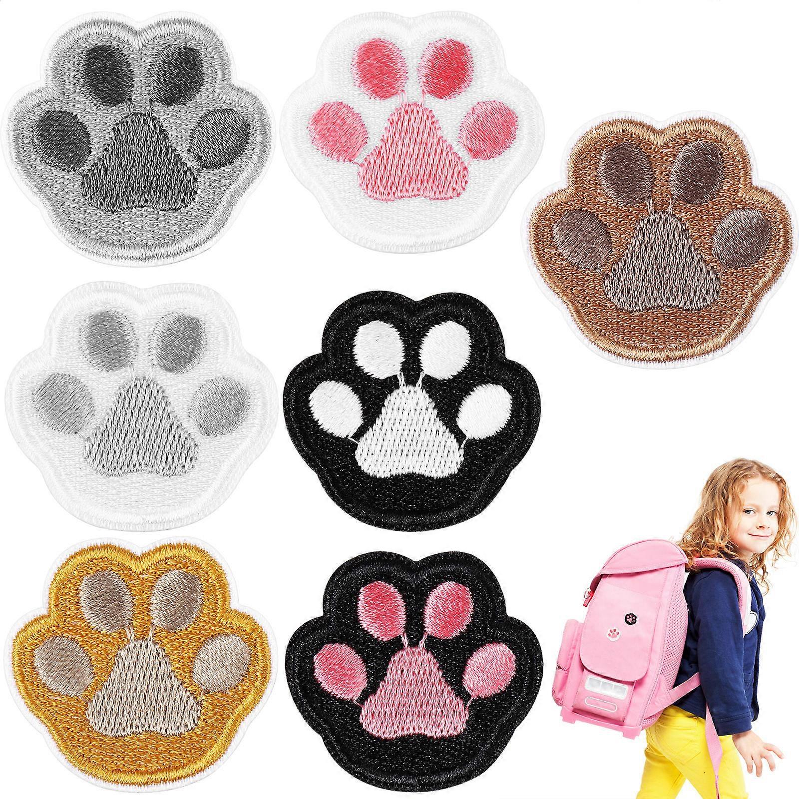 Paw Pattern Iron on Patches for Clothes 7Pcs Adhesive Embroidered Appliques