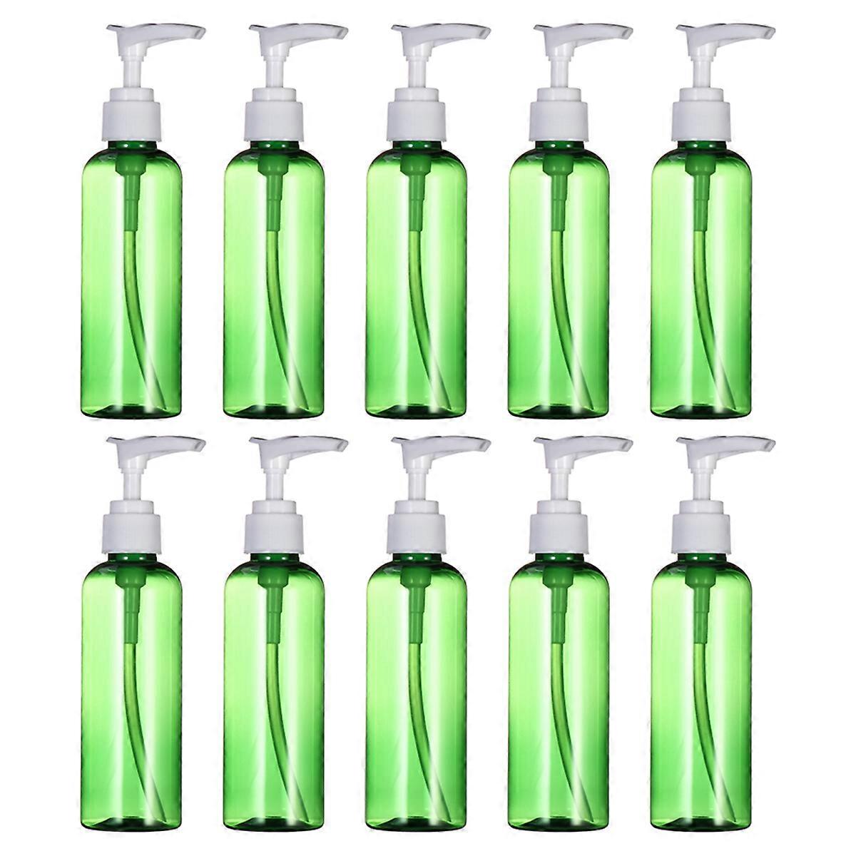 10 Pcs 100ml Plastic Empty Bottles Empty Shampoo Pump Bottles Lotion Dispenser for Travel Outdoor Camping Business Trip (Green)