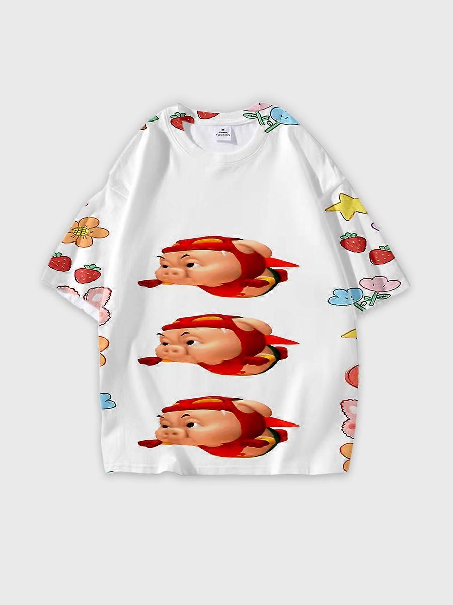 T-shirt round neck Animation Role Pattern loose short sleeve D36