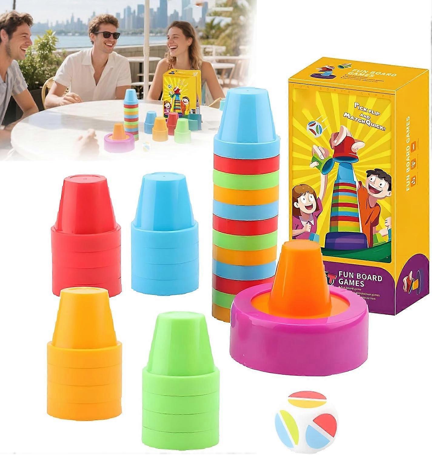 Tabletop Competitive Cup Stacking Game, Color Stacking Challenge Game, Speed Cup