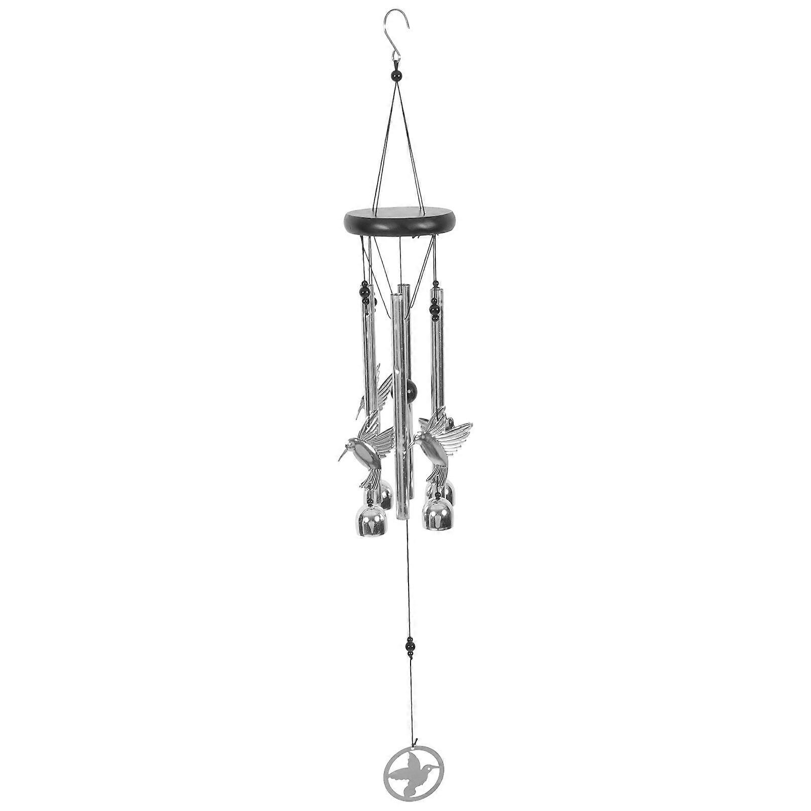 Hummingbird Wind Chime Hanging Decoration with Metal Tubes and Bells for Garden 9.5 Inches