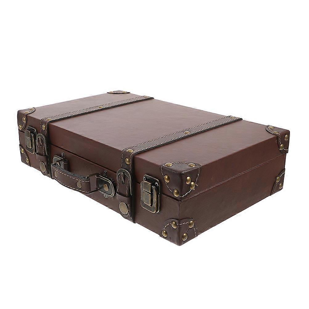 Old Fashioned Suitcase Rectangular Shape Wood Pu Material Storage For Travel Business Trips Photo Shoots 1Set