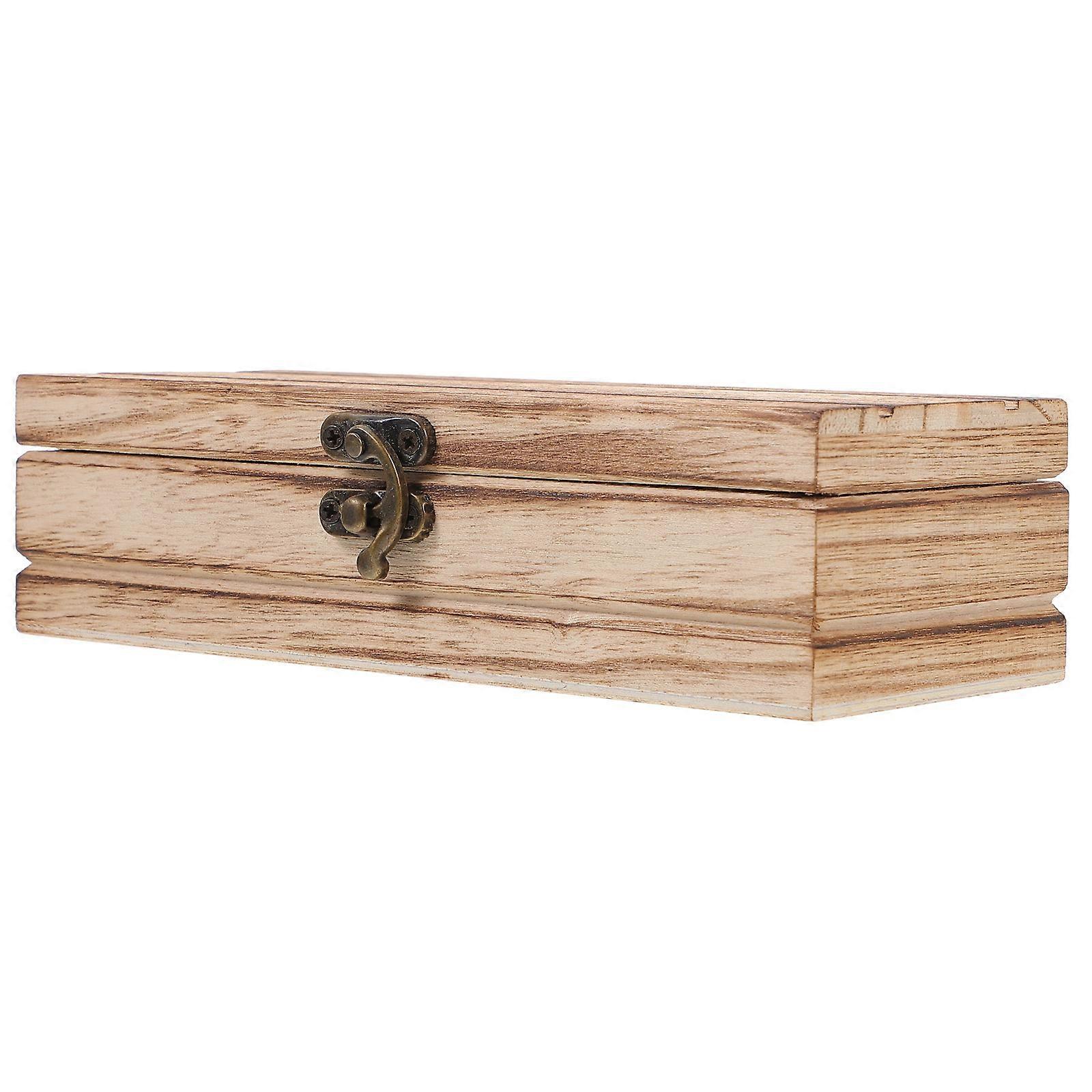 Rustic Wooden Storage Box 2pcs Household Desktop Trinket Case with Latch