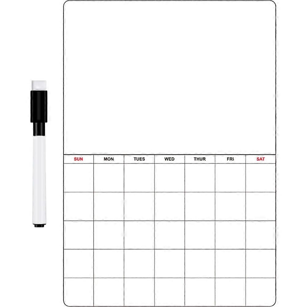 Magnetic Kitchen Whiteboard for Memo Messages and Scheduling on Fridge Plastic White 2 Sets