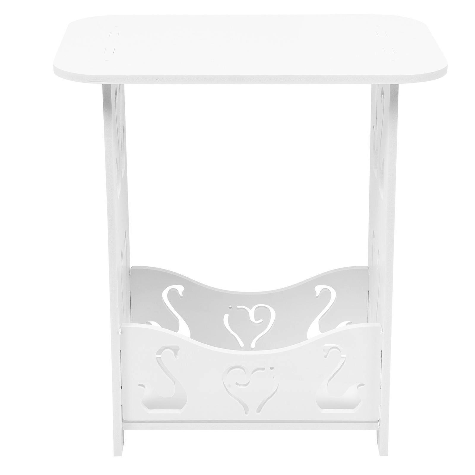 Sofa Side Table for Storage Use Bedside Table Wood White