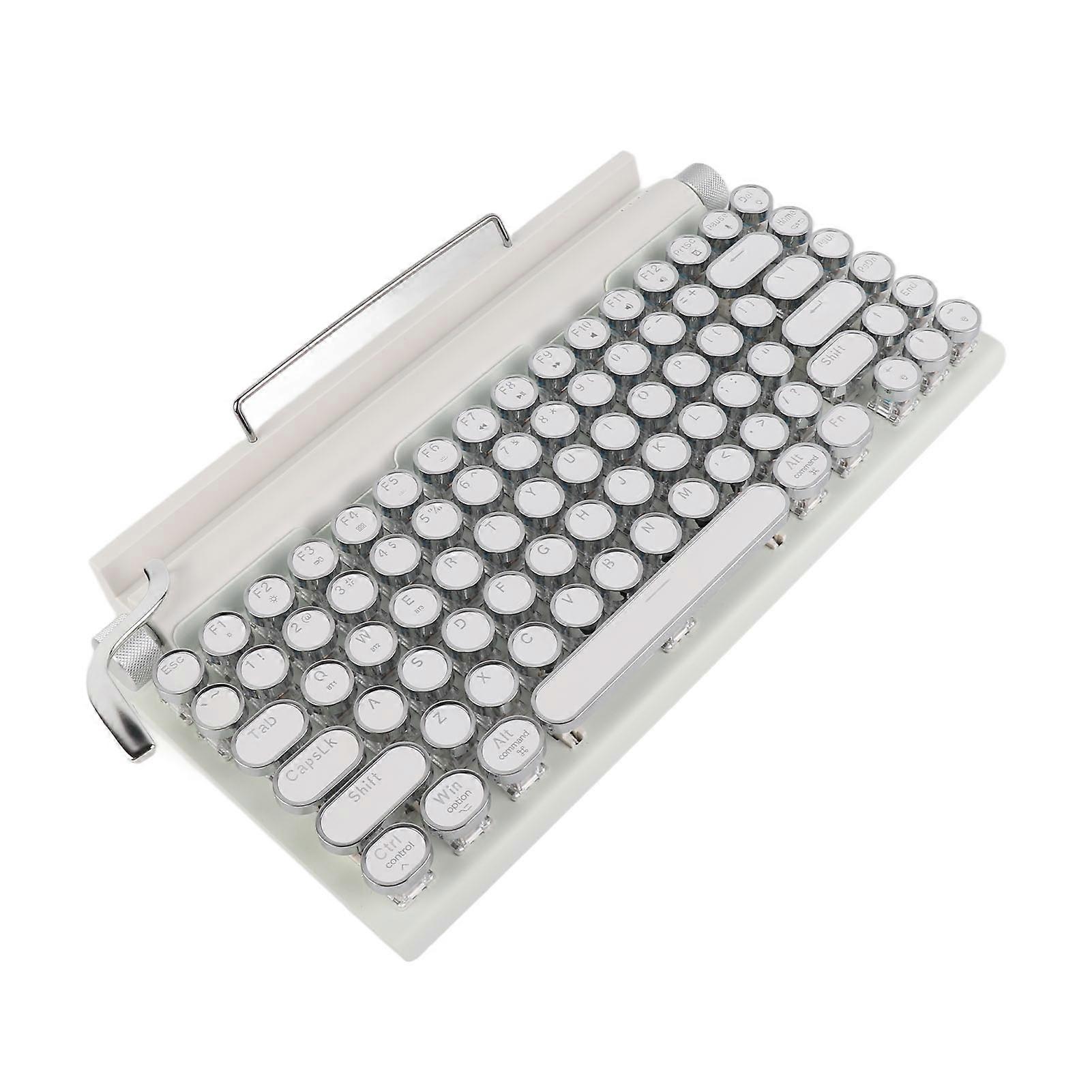 Mechanical Keyboard 83 Key Knob Control Round Keycaps Ergonomic Plug and Play 3 Modes Wireless Keyboard for Phone Laptop White 