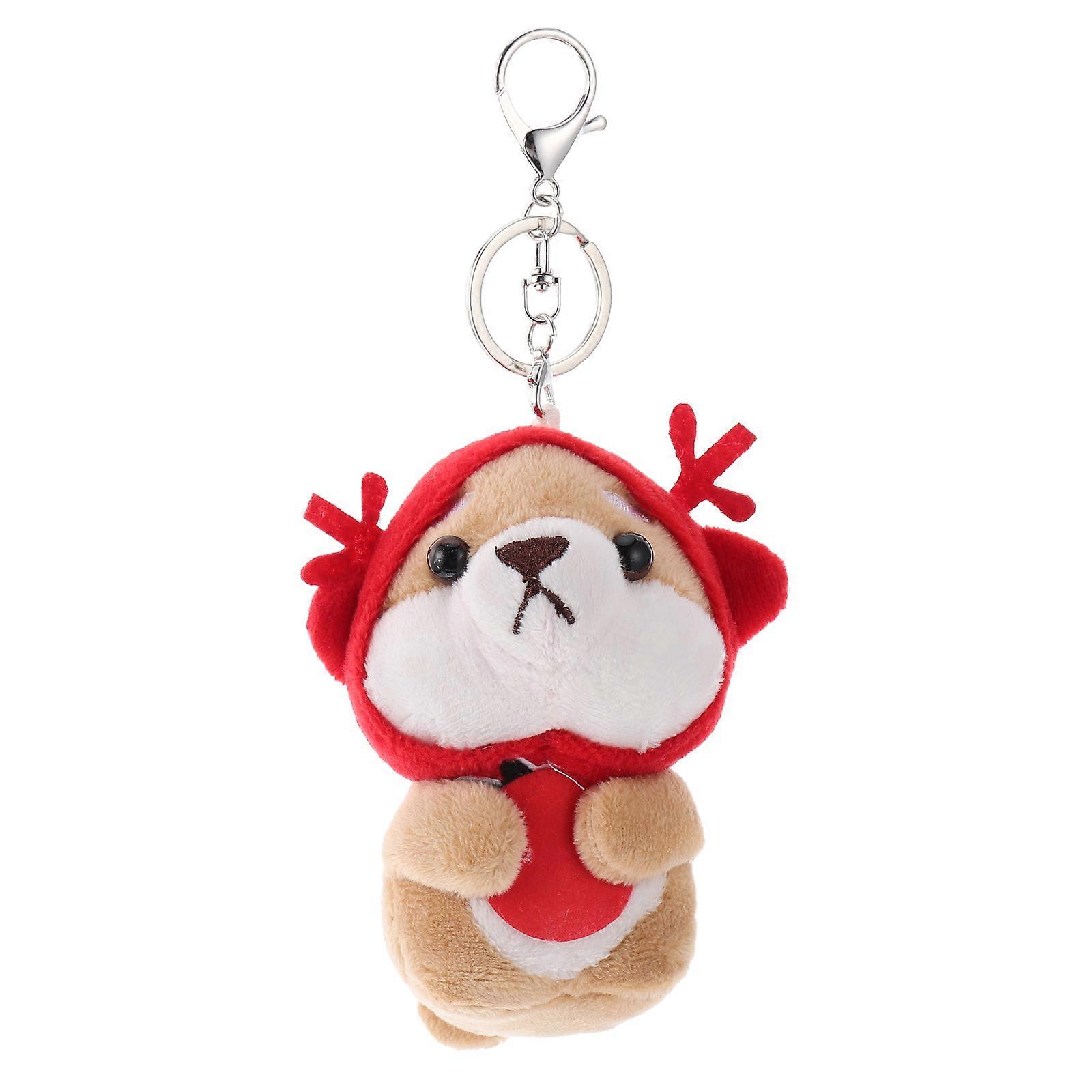 Adorable Plush Keychain Doll for Decoration with Durable Material and Bright Red Color